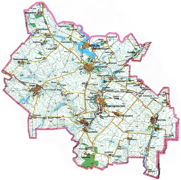 Карта Старобешевского района.